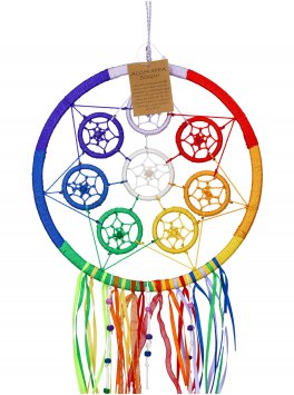 Acchiappasogni Stella dei Chakra con Decorazioni in Stoffa - 2