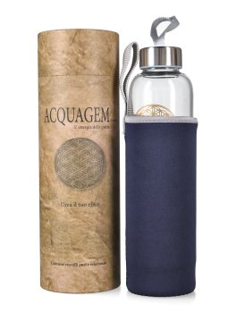 Acquagem - Bottiglia in Vetro con Pietre - 1