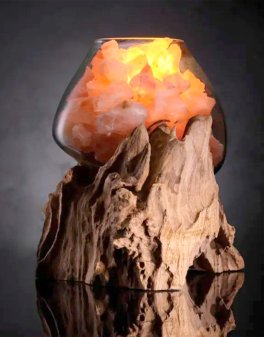 Ampolla con Cristalli di Sale su Ceppo in Legno - 3