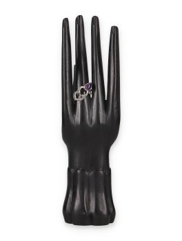 Anello Argento 925 Regolabile - Cuori con Ametista - 1