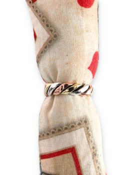 Anello Artigianale "Legolas" Piatto 3 Metalli : Rame, Argento, Ottone - 2