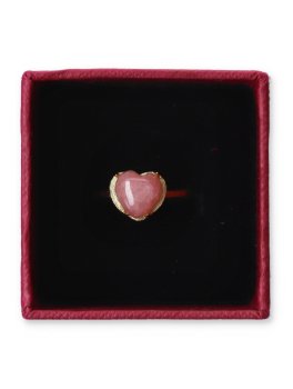 Anello in Argento Regolabile color Oro e Cuore Rodocrosite - 4