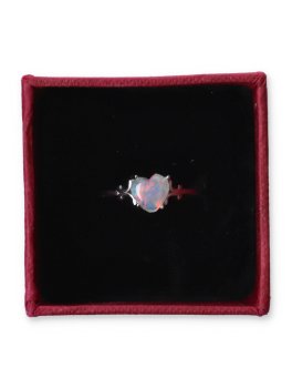 Anello in Argento Regolabile con Cuore in Opale Iridescente - 3