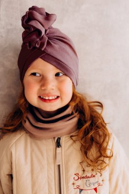 Berretto a Turbante con Volant - Black Plum - 2