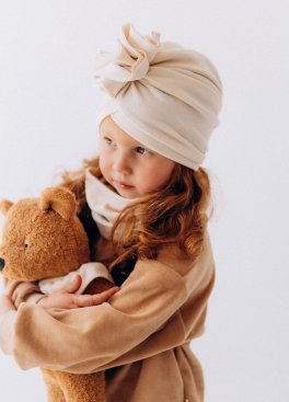 Berretto a Turbante con Volant - Ecru - 2