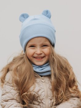 Berretto Beanie con Orecchie da Orso - Powder Blue - 3