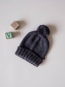 Berretto Bimbo Lavorato a Maglia con Baby Alpaca - Grigio - 2
