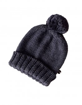 Berretto Bimbo Lavorato a Maglia con Baby Alpaca - Grigio - 1