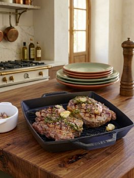 Bistecchiera Quadrata in Ghisa Smaltata con Manici - 4