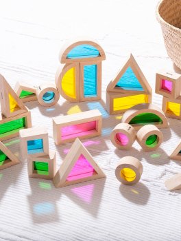 Blocchi Arcobaleno in Legno con Inserti Trasparenti - 8