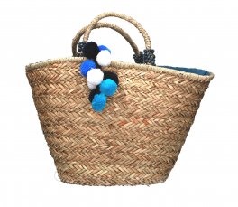 Borsa Mare in juta con Ponpon