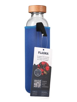 Bottiglia Flaska in Vetro con Cover in Neoprene "Flower of Life" - Blue - 2