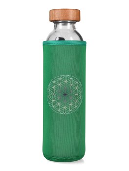 Bottiglia Flaska in Vetro con Cover in Neoprene "Flower of Life"  - Green - 1