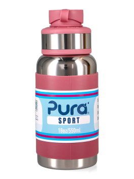 Bottiglia in Acciaio con Tappo Sport - 550 ml - Rosa - 4