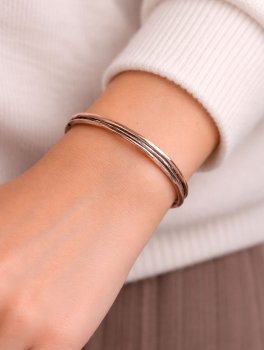 Bracciale artigianale "Menelaos" 3 Metalli: Rame, Argento e Ottone - 5