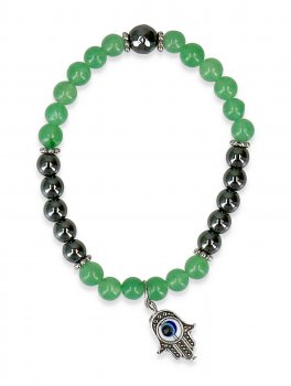 Bracciale Ematite e Giada con Mano di Fatima - 2