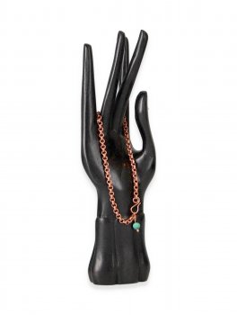 Bracciale in Rame con Catena Fine e Perla di Malachite - 2