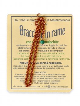 Bracciale in Rame con Catena Fine e Perla di Malachite - 3