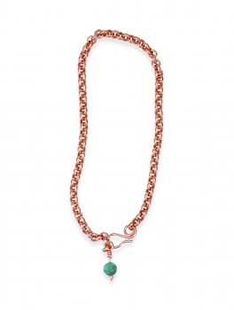Bracciale in Rame con Catena Fine e Perla di Malachite - 4