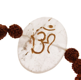 Bracciale Rudraksha con Om su Cristallo di Rocca - 2