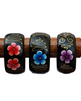 Braccialetto in Legno con Fiori Colorati - Colori Vari - 1