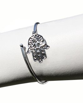 Braccialetto Rigido in Ottone con Mano di Fatima - 3