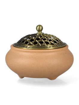 Brucia Incenso in Ceramica e Coperchio Traforato in Metallo - 2