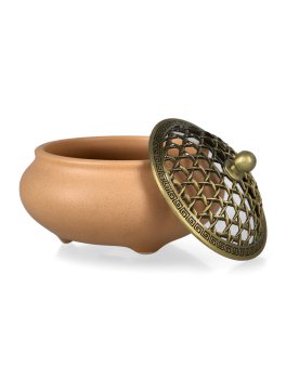 Brucia Incenso in Ceramica e Coperchio Traforato in Metallo - 5