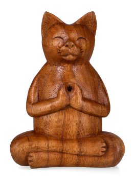 Bruciaincenso Gatto Yoga in Legno Intagliato - 1