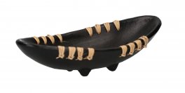 Bruciatore Barca con Piedini in Terracotta e Rattan - 1