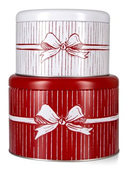 Cake Tin Set "Cute Xsmas" - 2 Scatole Natalizie in Latta Tonde L e XL - 1