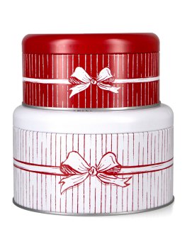 Cake Tin Set "Cute Xsmas" - 2 Scatole Natalizie in Latta Tonde S e M - 1