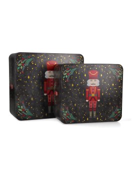 Cake Tin Set Nutcracker Big Square - 2 Scatole Regalo Schiaccianoci - 1