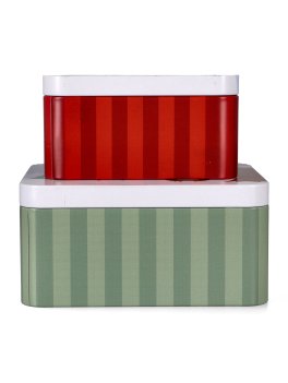 Cake Tin Set "Winter Market" - 2 Scatole Regalo Natalizie Quadrate S e M - 2