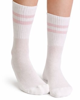 Calzini Bimba in Cotone Biologico "Tennis" Bianco e Rosa - 1