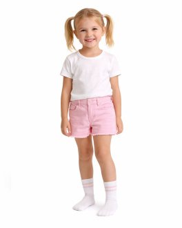 Calzini Bimba in Cotone Biologico "Tennis" Bianco e Rosa - 2