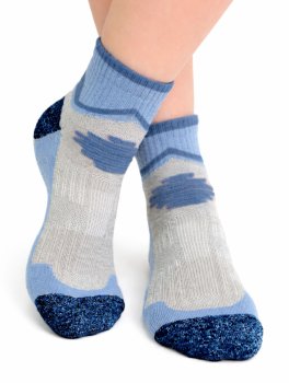 Calzini Bimbi in Cotone e Lino Bio Trekking - Azzurro - 1