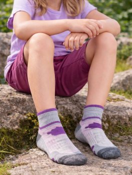 Calzini Bimbi in Cotone e Lino Bio Trekking - Viola - 2