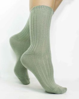 Calzini Bimbi in Lana Merinos Extra Fine "Olli" - Verde - 3