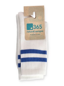 Calzini Bimbo in Cotone Biologico "Tennis" Bianco e Blu - 3