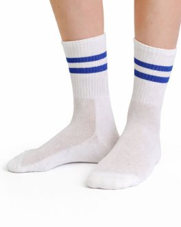 Calzini Bimbo in Cotone Biologico "Tennis" Bianco e Blu - 1