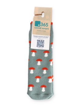 Calzini Corti Bimbo Antiscivolo in Cotone e Spugna "Animali del Bosco" - Volpe e Funghi - 3