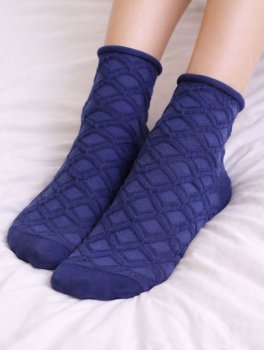 Calzini Corti Donna in Cotone Bio Taglio Vivo - Blu - 4