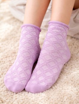 Calzini Corti Donna in Cotone Bio Taglio Vivo - Glicine - 4