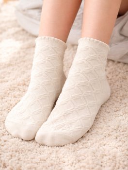 Calzini Corti Donna in Cotone Bio Taglio Vivo - Panna - 2