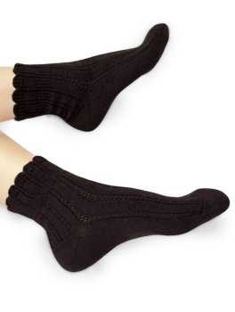 Calzini Corti Donna in Lana Merinos con Ricamo "Vega"  - Nero 35/38 - 1
