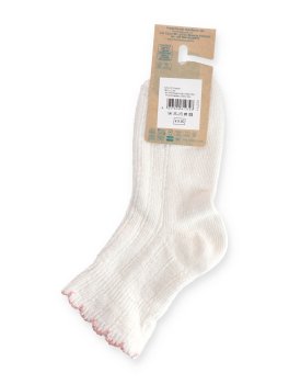 Calzini Corti in Cotone e Lino con Polso a Fiore - Bianco e Rosa - 3