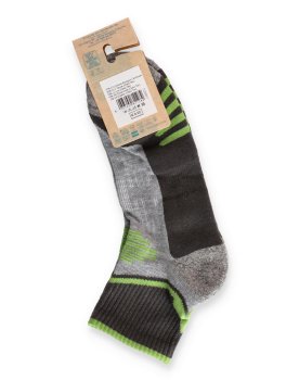 Calzini Corti Uomo in Cotone e Lino Trekking "Polisportiva" - Grigio/Verde - 3