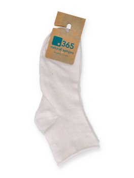 Calzini Donna Corti in Cotone e Lino Biologico Taglio Vivo - Bianco - 3