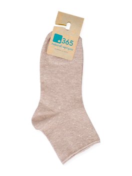 Calzini Donna Corti in Cotone e Seta Biologico Taglio Vivo - Beige - 2